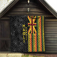 Hawaii Maoli Spirit Quilt Kakau Pattern With Flower Lei - Polynesian Pride