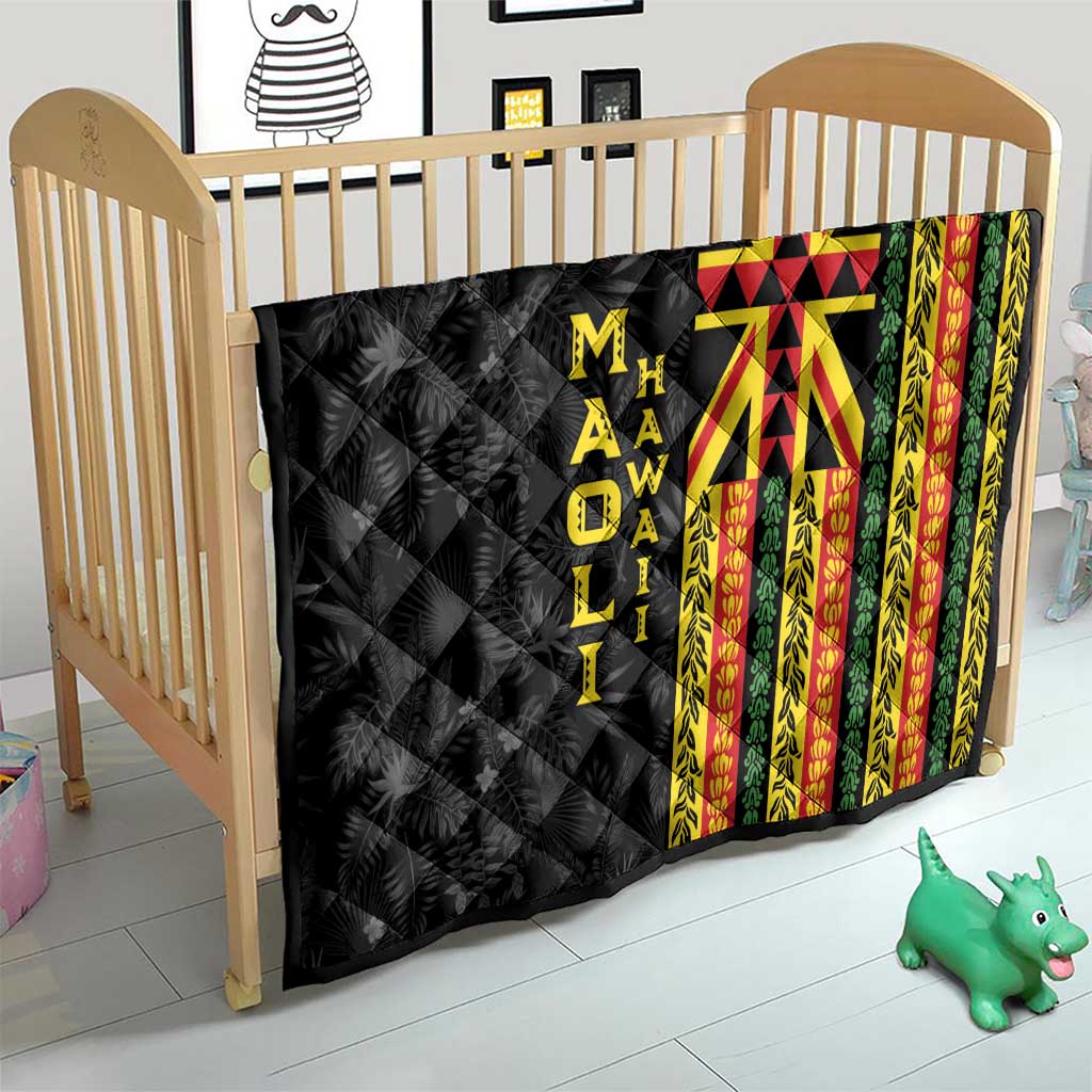 Hawaii Maoli Spirit Quilt Kakau Pattern With Flower Lei - Polynesian Pride