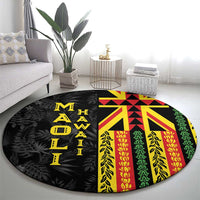 Hawaii Maoli Spirit Round Carpet Kakau Pattern With Flower Lei LT05 - Polynesian Pride