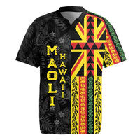 Hawaii Maoli Spirit Rugby Jersey Kakau Pattern With Flower Lei - Polynesian Pride