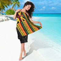 Hawaii Maoli Spirit Sarong Kakau Pattern With Flower Lei - Polynesian Pride