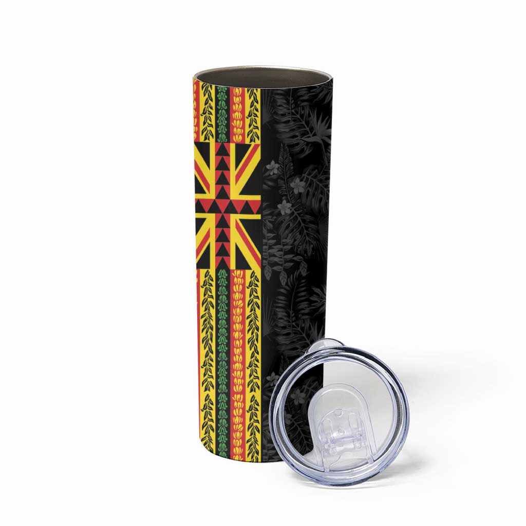 Hawaii Maoli Spirit Skinny Tumbler Kakau Pattern With Flower Lei - Polynesian Pride