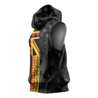 Hawaii Maoli Spirit Sleeveless Hoodie Kakau Pattern With Flower Lei LT05 - Polynesian Pride
