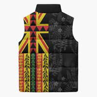 Hawaii Maoli Spirit Sleeveless Puffer Jacket Kakau Pattern With Flower Lei LT05 - Polynesian Pride