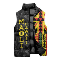 Hawaii Maoli Spirit Sleeveless Puffer Jacket Kakau Pattern With Flower Lei LT05 - Polynesian Pride