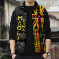 Hawaii Maoli Spirit Sleeveless Puffer Jacket Kakau Pattern With Flower Lei LT05 - Polynesian Pride