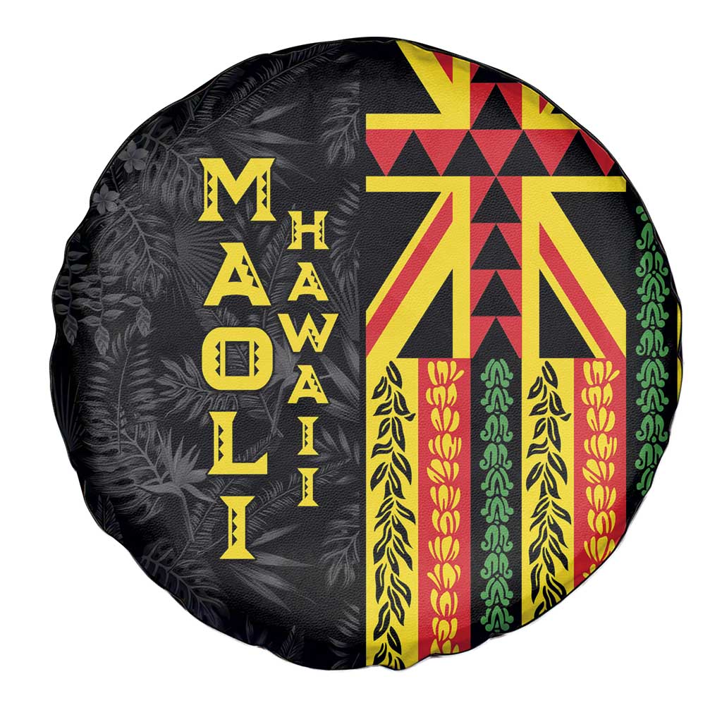 Hawaii Maoli Spirit Spare Tire Cover Kakau Pattern With Flower Lei - Polynesian Pride