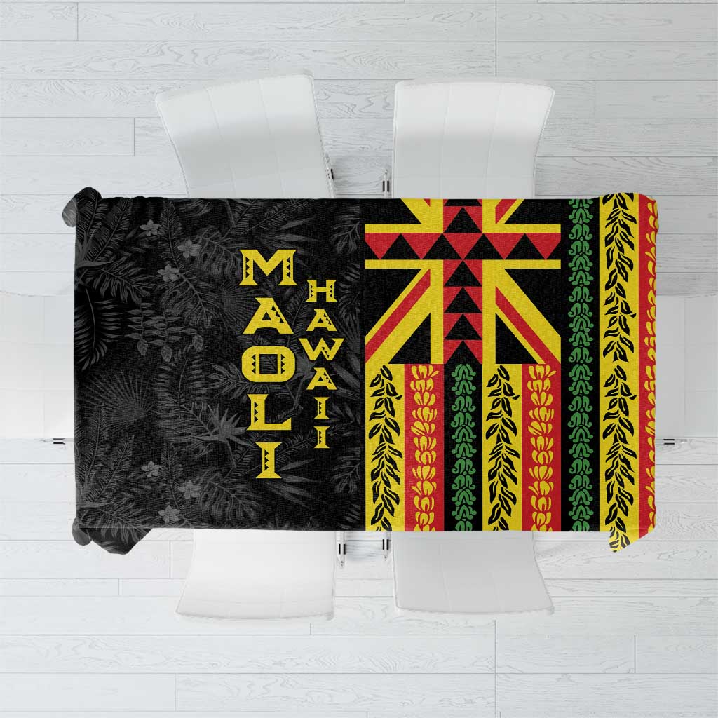 Hawaii Maoli Spirit Tablecloth Kakau Pattern With Flower Lei - Polynesian Pride