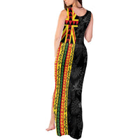Hawaii Maoli Spirit Tank Maxi Dress Kakau Pattern With Flower Lei - Polynesian Pride