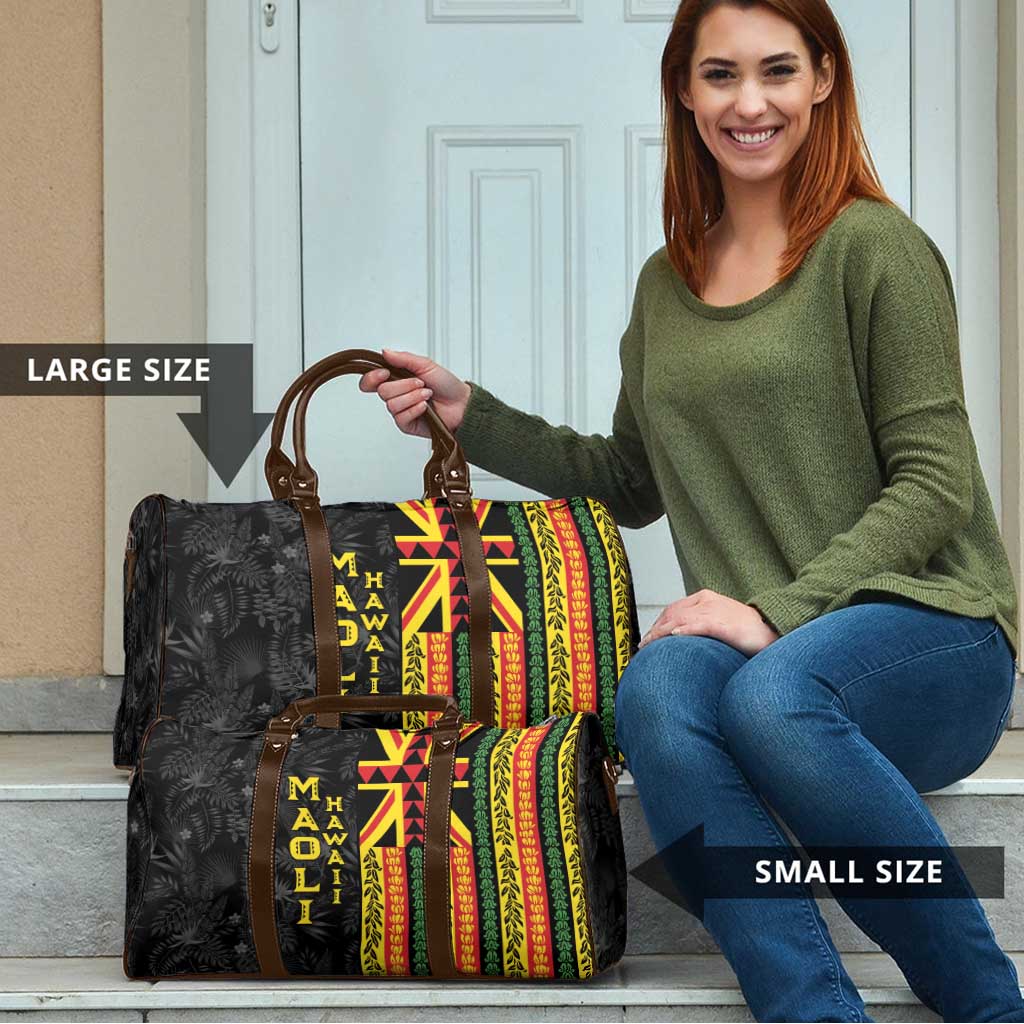 Hawaii Maoli Spirit Travel Bag Kakau Pattern With Flower Lei - Polynesian Pride