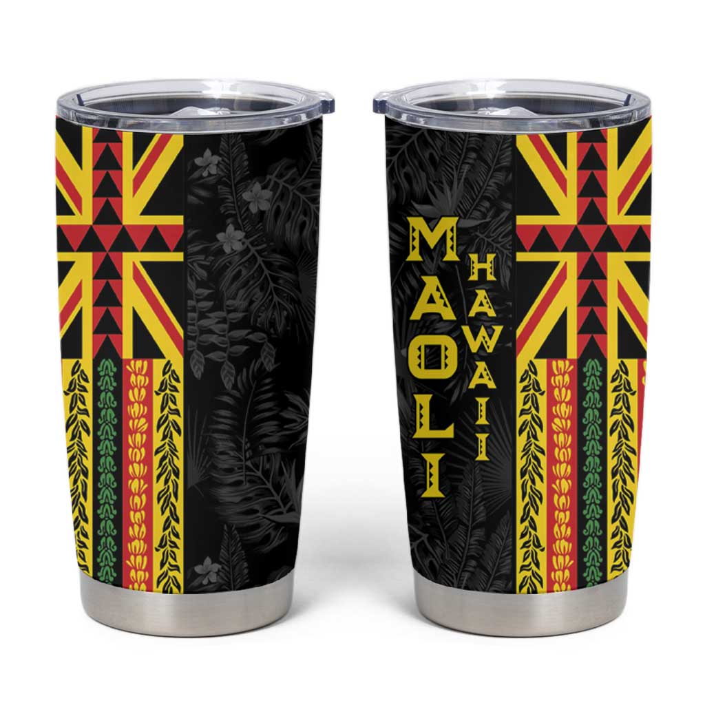 Hawaii Maoli Spirit Tumbler Cup Kakau Pattern With Flower Lei - Polynesian Pride