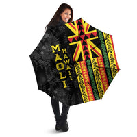 Hawaii Maoli Spirit Umbrella Kakau Pattern With Flower Lei - Polynesian Pride