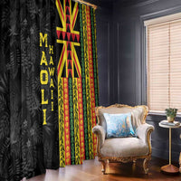 Hawaii Maoli Spirit Window Curtain Kakau Pattern With Flower Lei - Polynesian Pride