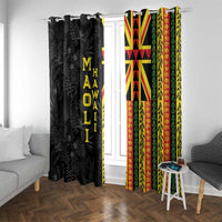 Hawaii Maoli Spirit Window Curtain Kakau Pattern With Flower Lei - Polynesian Pride