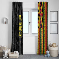 Hawaii Maoli Spirit Window Curtain Kakau Pattern With Flower Lei - Polynesian Pride