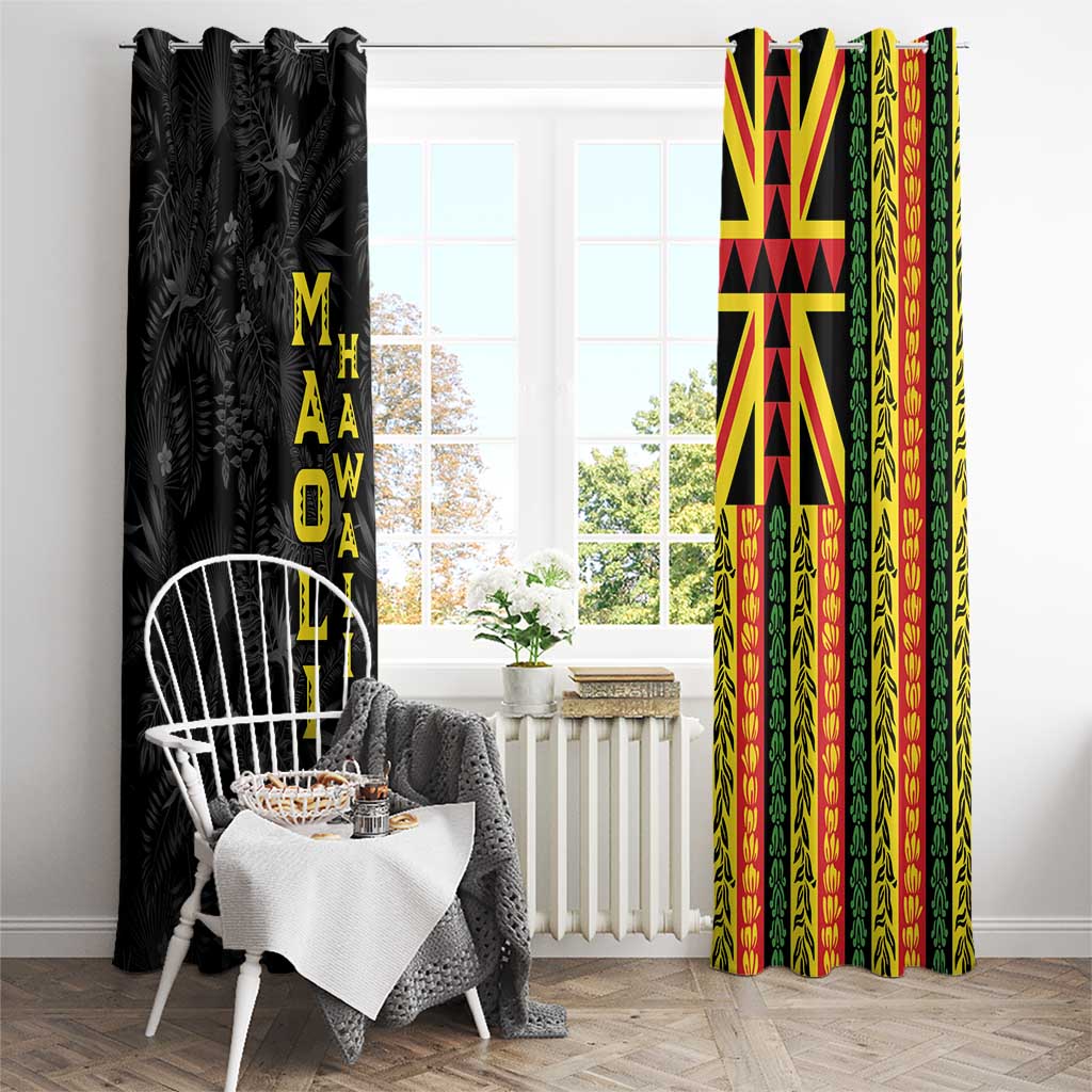 Hawaii Maoli Spirit Window Curtain Kakau Pattern With Flower Lei - Polynesian Pride
