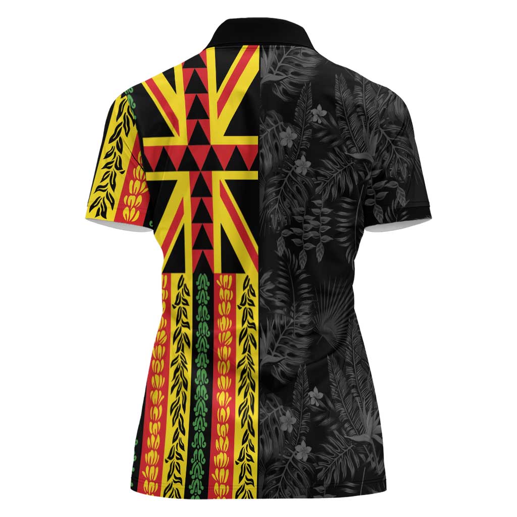 Hawaii Maoli Spirit Women Polo Shirt Kakau Pattern With Flower Lei - Polynesian Pride
