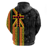 Hawaii Maoli Spirit Zip Hoodie Kakau Pattern With Flower Lei LT05 - Polynesian Pride