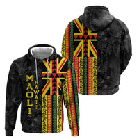 Hawaii Maoli Spirit Zip Hoodie Kakau Pattern With Flower Lei LT05 - Polynesian Pride