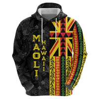 Hawaii Maoli Spirit Zip Hoodie Kakau Pattern With Flower Lei LT05 - Polynesian Pride