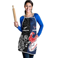 France And New Zealand Rugby Apron Les Bleus Rooster With Maori Tiki - Polynesian Pride
