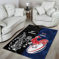 France And New Zealand Rugby Area Rug Les Bleus Rooster With Maori Tiki - Polynesian Pride