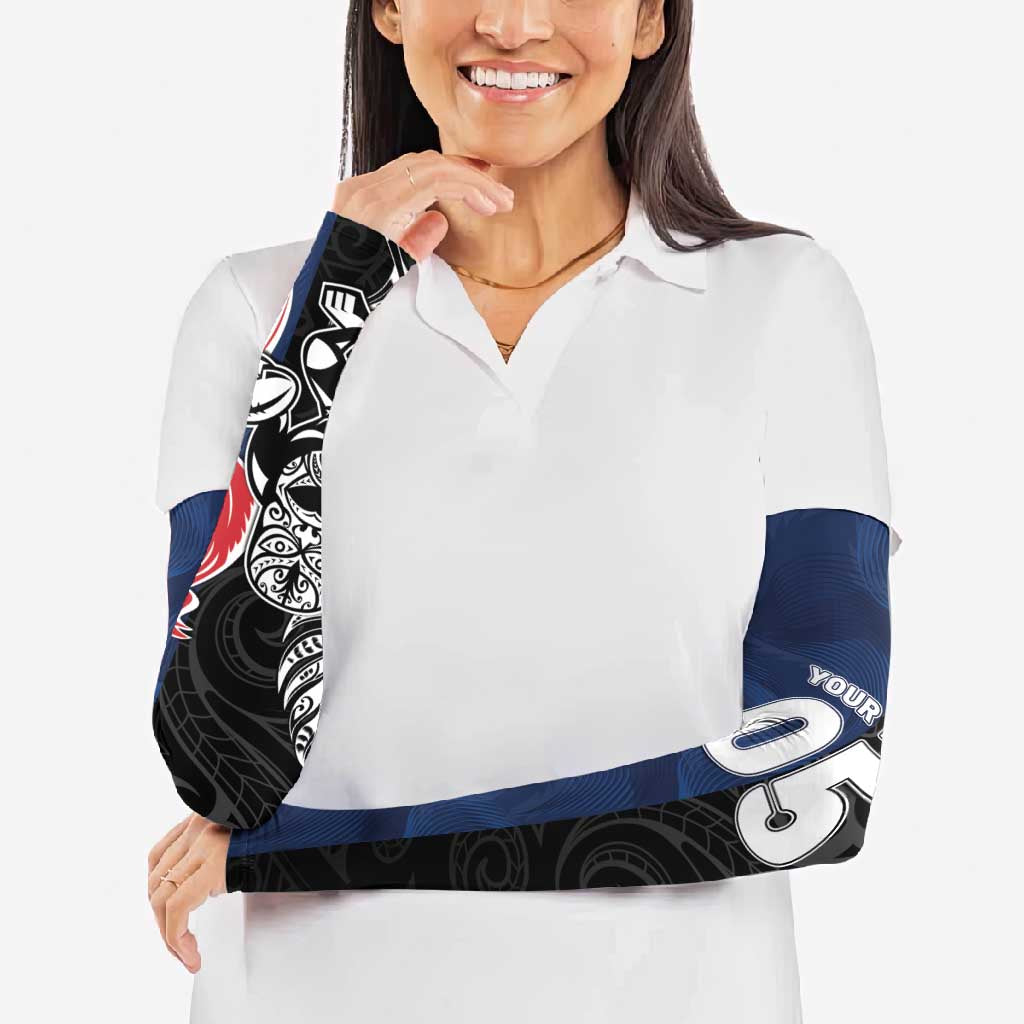 France And New Zealand Rugby Custom Arm Sleeves Les Bleus Rooster With Maori Tiki - Polynesian Pride