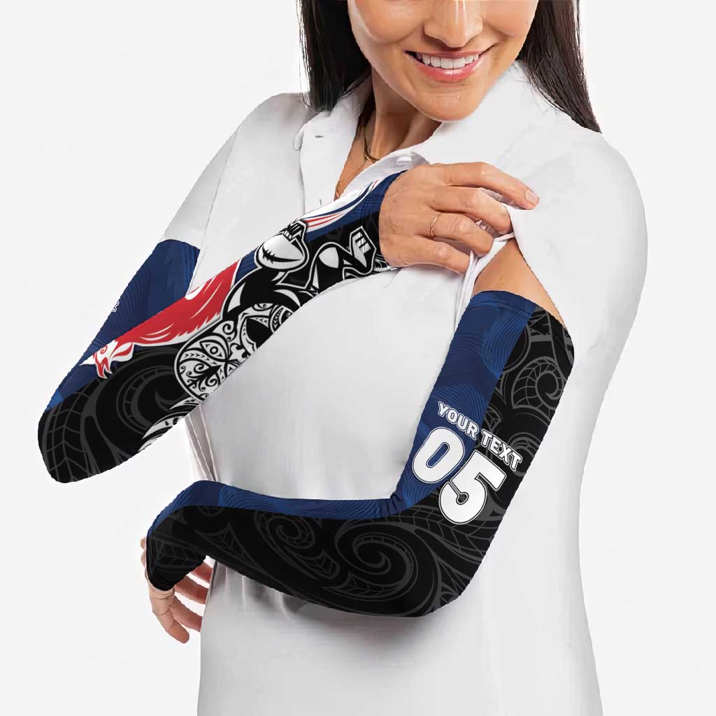 France And New Zealand Rugby Custom Arm Sleeves Les Bleus Rooster With Maori Tiki - Polynesian Pride