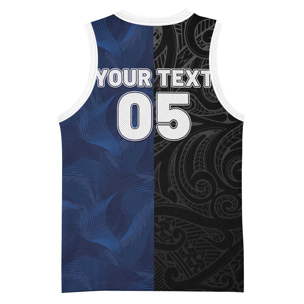 France And New Zealand Rugby Custom Basketball Jersey Les Bleus Rooster With Maori Tiki - Polynesian Pride