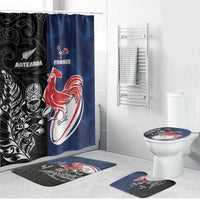 France And New Zealand Rugby Bathroom Set Les Bleus Rooster With Maori Tiki - Polynesian Pride