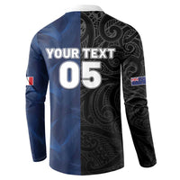 France And New Zealand Rugby Custom Button Sweatshirt Les Bleus Rooster With Maori Tiki - Polynesian Pride