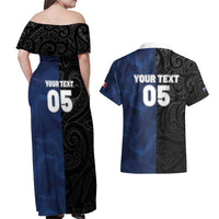 France And New Zealand Rugby Custom Couples Matching Off Shoulder Maxi Dress and Hawaiian Shirt Les Bleus Rooster With Maori Tiki - Polynesian Pride