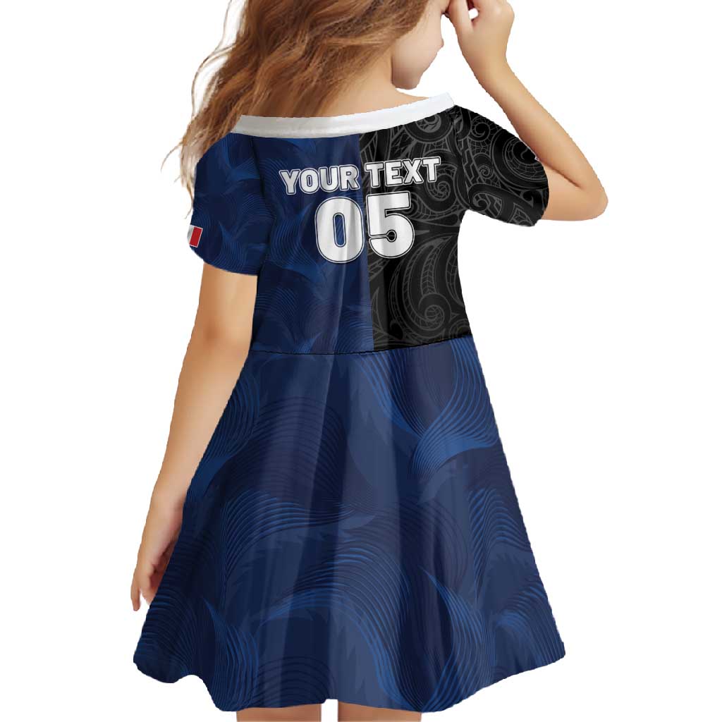 France And New Zealand Rugby Custom Family Matching Long Sleeve Bodycon Dress and Hawaiian Shirt Les Bleus Rooster With Maori Tiki - Polynesian Pride