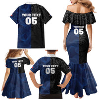 France And New Zealand Rugby Custom Family Matching Mermaid Dress and Hawaiian Shirt Les Bleus Rooster With Maori Tiki - Polynesian Pride