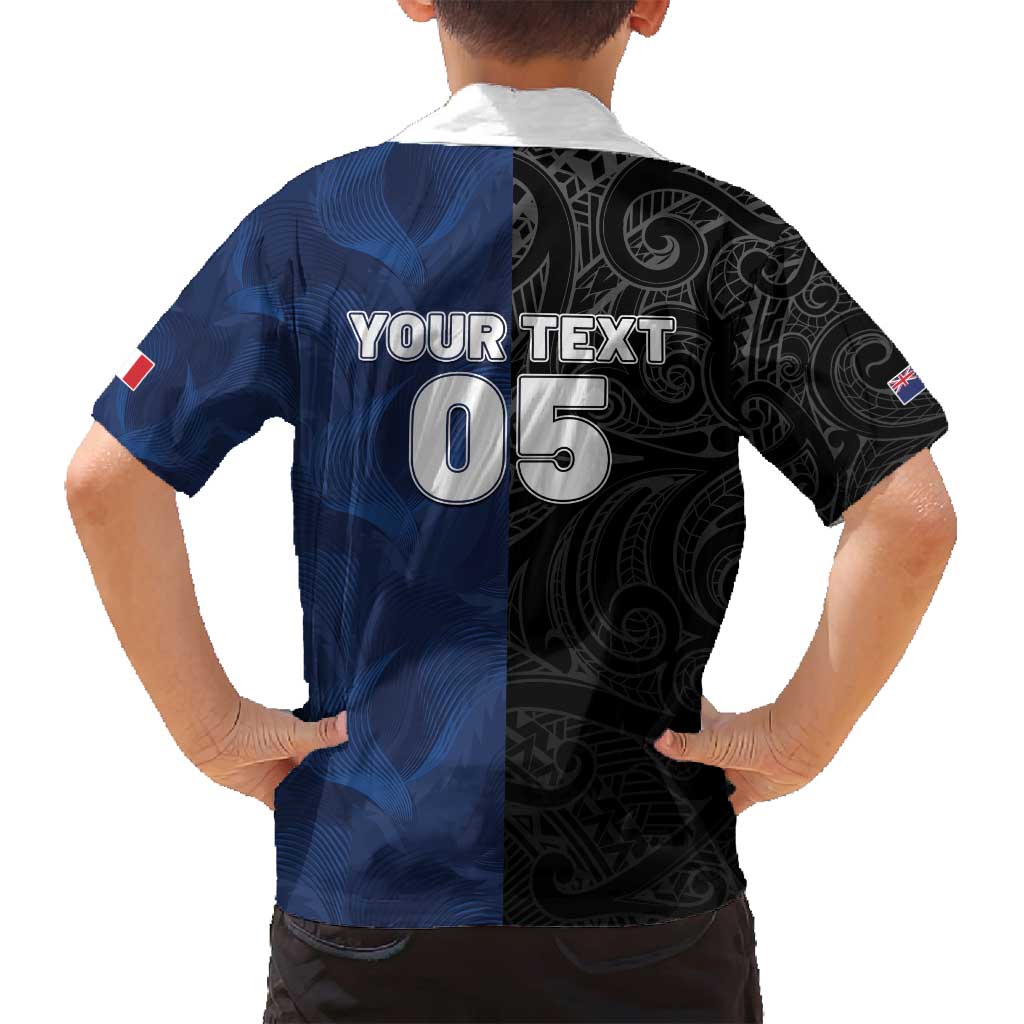 France And New Zealand Rugby Custom Family Matching Off Shoulder Maxi Dress and Hawaiian Shirt Les Bleus Rooster With Maori Tiki - Polynesian Pride