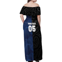 France And New Zealand Rugby Custom Family Matching Off Shoulder Maxi Dress and Hawaiian Shirt Les Bleus Rooster With Maori Tiki - Polynesian Pride