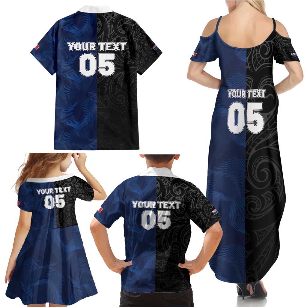 France And New Zealand Rugby Custom Family Matching Summer Maxi Dress and Hawaiian Shirt Les Bleus Rooster With Maori Tiki - Polynesian Pride