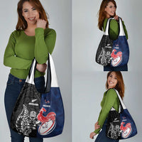 France And New Zealand Rugby Grocery Bag Les Bleus Rooster With Maori Tiki - Polynesian Pride