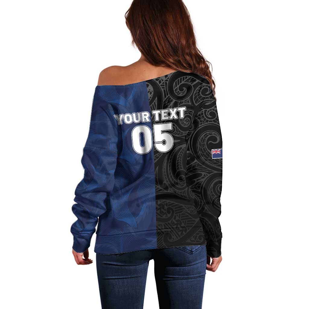 France And New Zealand Rugby Custom Off Shoulder Sweater Les Bleus Rooster With Maori Tiki - Polynesian Pride