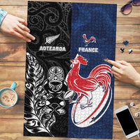 France And New Zealand Rugby Puzzle Les Bleus Rooster With Maori Tiki - Polynesian Pride