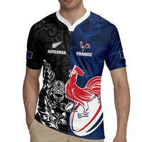 France And New Zealand Rugby Custom Rugby Jersey Les Bleus Rooster With Maori Tiki - Polynesian Pride