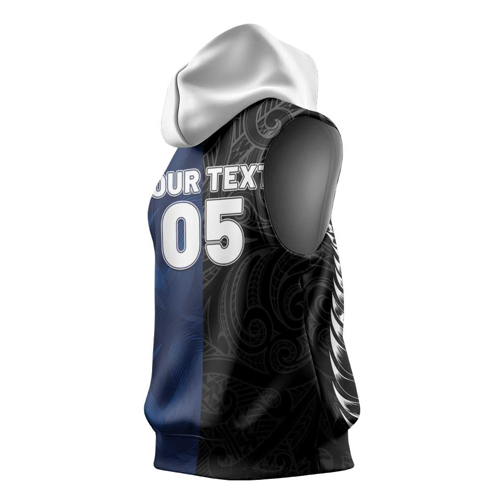 France And New Zealand Rugby Custom Sleeveless Hoodie Les Bleus Rooster With Maori Tiki - Polynesian Pride