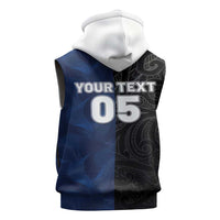 France And New Zealand Rugby Custom Sleeveless Zip Hoodie Les Bleus Rooster With Maori Tiki - Polynesian Pride