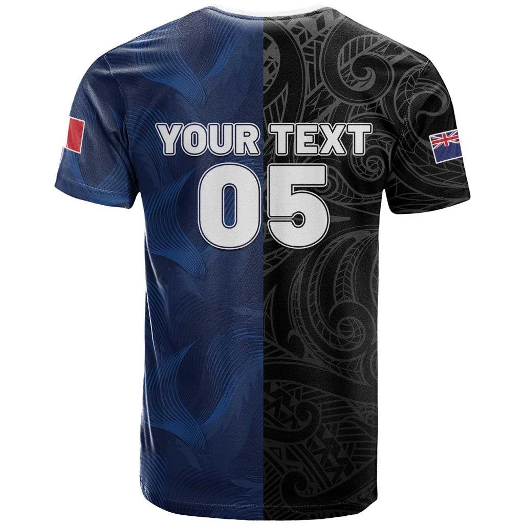 France And New Zealand Rugby Custom T Shirt Les Bleus Rooster With Maori Tiki - Polynesian Pride