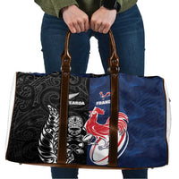 France And New Zealand Rugby Travel Bag Les Bleus Rooster With Maori Tiki - Polynesian Pride