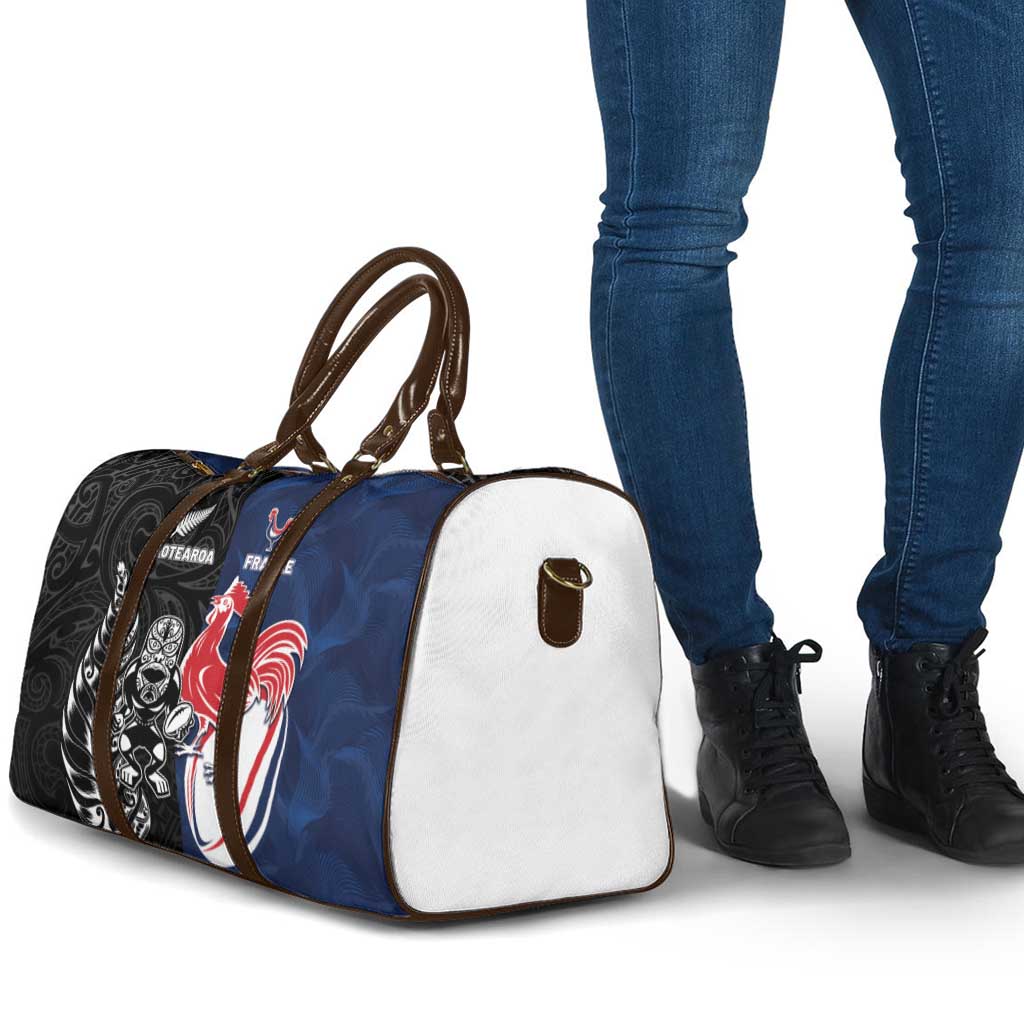 France And New Zealand Rugby Travel Bag Les Bleus Rooster With Maori Tiki - Polynesian Pride