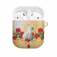 New Zealand Aotearoa Cockatoo AirPods Case Maori Pattern With Pohutukawa Flowers