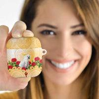 New Zealand Aotearoa Cockatoo AirPods Case Maori Pattern With Pohutukawa Flowers