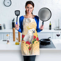 New Zealand Aotearoa Cockatoo Apron Maori Pattern With Pohutukawa Flowers LT05 - Polynesian Pride