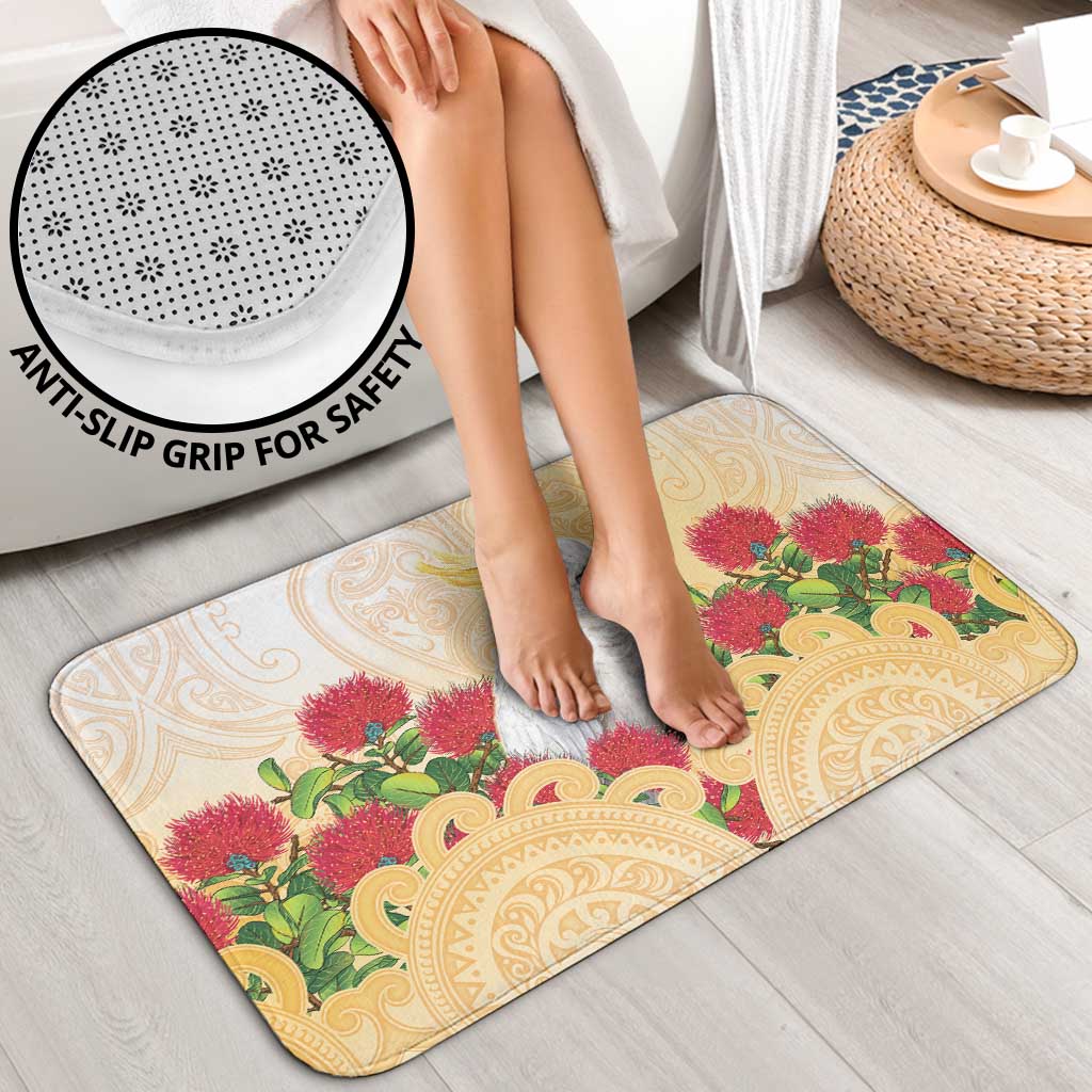 New Zealand Aotearoa Cockatoo Bathroom Set Maori Pattern With Pohutukawa Flowers LT05 - Polynesian Pride